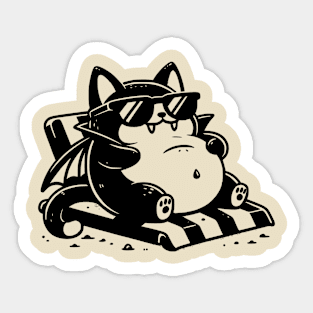 Cute Vampire Cat Sunbathing Sticker